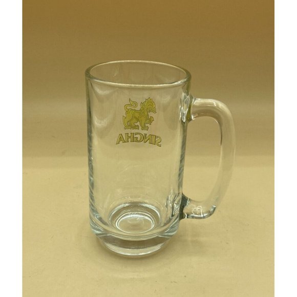Singha Beer Stein Thailand Lion Logo Glass Mug 5.5” Tall - Picture 3 of 6